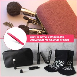 Mudder 12 Pcs Eyebrow Tweezers Set for Facial Hair Stainless Steel Slant Tip Tweezers in Bulk for Men and Women(Rose Red)