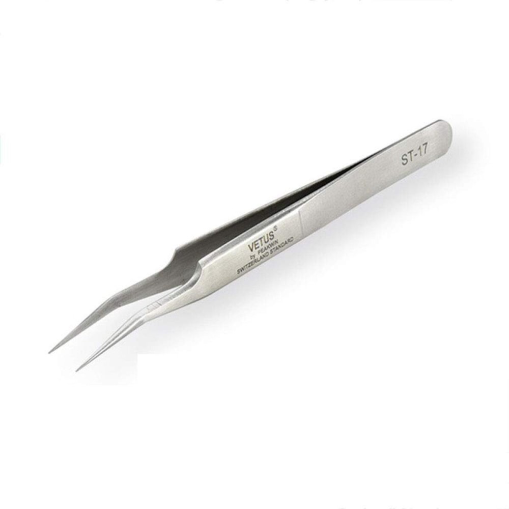 Vetus Tweezer Professional Tweezers Tool Non-magnetic Stainless Steel Curved Slant Tip Eyelash Eyebrow Tool (ST-17) Vetus Tweezer Professional Tweezers Tool Non-magnetic Stainless Steel Curved Slant Tip Eyelash Eyebrow Tool (ST-17)
