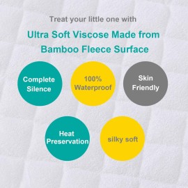 Waterproof Quilted Crib Mattress Encasement, Zippered Crib Mattress Protector, Breathable and Absorbent, Viscose 6 Sides Fully Encased Cover