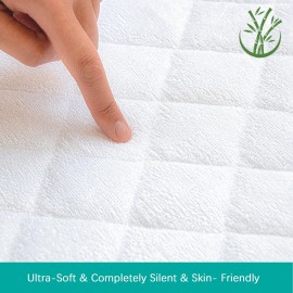 Waterproof Quilted Crib Mattress Encasement, Zippered Crib Mattress Protector, Breathable and Absorbent, Viscose 6 Sides Fully Encased Cover
