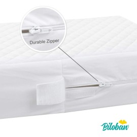 Waterproof Quilted Crib Mattress Encasement, Zippered Crib Mattress Protector, Breathable and Absorbent, Viscose 6 Sides Fully Encased Cover