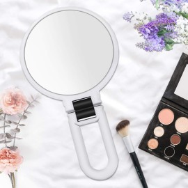 Vtrem 15X 1X Magnifying Makeup Mirror Double Sided Handheld Mirror with Magnification Portable Folding Vanity Mirror with Stand for Home Travel, White