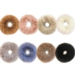 DINPREY 8 Pack Teddy Faux Fur Hair Scrunchies, Rabbit Fluffy Maomao Hair Bands for Women Girl kid\'s (8 PCS, Artificial Rabbit Fur)
