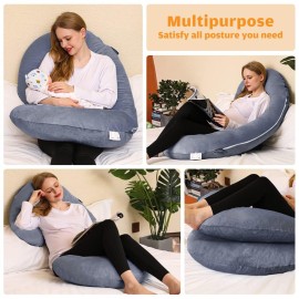 Chilling Home Pregnancy Pillows, C Shaped Full Body Pillow Maternity Pillow for Women 55 inch, Pregnancy Pillows for Sleeping Pregnant Must Have with Removable Cover