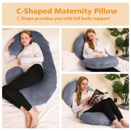 Chilling Home Pregnancy Pillows, C Shaped Full Body Pillow Maternity Pillow for Women 55 inch, Pregnancy Pillows for Sleeping Pregnant Must Have with Removable Cover