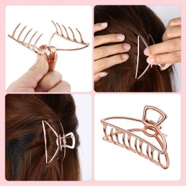 Emoly 3 Pack Large Metal Claw Clips Hollow Non-slip Hair Catch Jaw Clamp for Women Girls Hair Barrette for Fixing Hair (Silver&Gold&Rose Gold) Emoly 3 Pack Large Metal Claw Clips Hollow Non-slip Hair Catch Jaw Clamp for Women Girls Hair Barrette for Fixing Hair (Silver&Gold&Rose Gold)