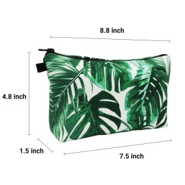 Aiphamy Cute Travel Makeup Bag Cosmetic Bag Small Pouch Gift for Women (Leaves)