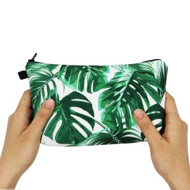 Aiphamy Cute Travel Makeup Bag Cosmetic Bag Small Pouch Gift for Women (Leaves)