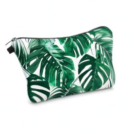 Aiphamy Cute Travel Makeup Bag Cosmetic Bag Small Pouch Gift for Women (Leaves)