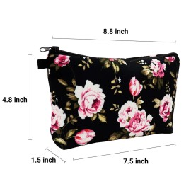 Aiphamy Cute Travel Makeup Bag Cosmetic Bag Small Pouch Gift for Women (Flowers)