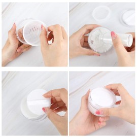 2 Pcs 50g Empty Loose Powder Case Transparent Face Powder Box Refillable Makeup Cosmetic Powder Container with Powder Puff, Sifter and Lid