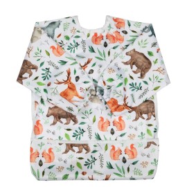 Sigzagor Baby Bib Sleeved Shirt With Pocket 1-3 years old Toddler Painting (Watercolor Animals)