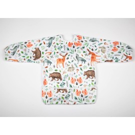 Sigzagor Baby Bib Sleeved Shirt With Pocket 1-3 years old Toddler Painting (Watercolor Animals)