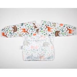 Sigzagor Baby Bib Sleeved Shirt With Pocket 1-3 years old Toddler Painting (Watercolor Animals)