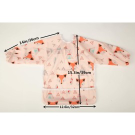 Sigzagor Baby Bib Sleeved Shirt With Pocket 1-3 years old Toddler Painting (Watercolor Animals)