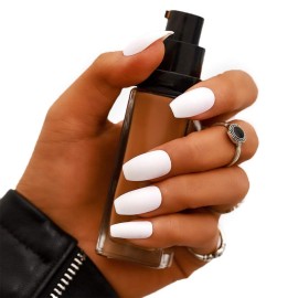 Campsis White Press on Nails Matte Coffin Long Acrylic Fake Nails Clips Cute False Nail Daily for Women and Girls (Pack of 24) Campsis White Press on Nails Matte Coffin Long Acrylic Fake Nails Clips Cute False Nail Daily for Women and Girls (Pack of 24)