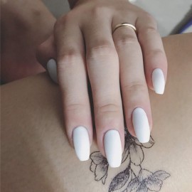 Campsis White Press on Nails Matte Coffin Long Acrylic Fake Nails Clips Cute False Nail Daily for Women and Girls (Pack of 24) Campsis White Press on Nails Matte Coffin Long Acrylic Fake Nails Clips Cute False Nail Daily for Women and Girls (Pack of 24)