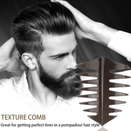 Noverlife 5PCS Men\'s Pompadour Hairstyling Combs, Professional Wide Teeth Texture Comb for Slicked Back Hairstyle, Retro Oil Head Hair Brushes for Barber Hairdressing Hair Pick Comb