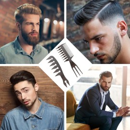 Noverlife 5PCS Men\'s Pompadour Hairstyling Combs, Professional Wide Teeth Texture Comb for Slicked Back Hairstyle, Retro Oil Head Hair Brushes for Barber Hairdressing Hair Pick Comb