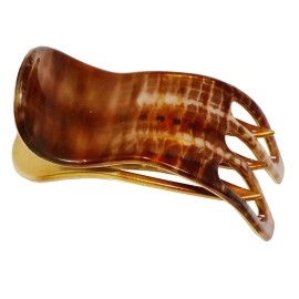 Parcelona French Simply Bear Paw Medium 3 Celluloid Acetate Side Slide In Jaw Yoga Fine Hair Claw Clip for Women and Girls (Ombr Brown Red)