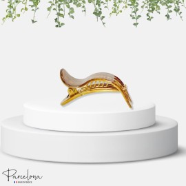 Parcelona French Simply Bear Paw Medium 3 Celluloid Acetate Side Slide In Jaw Yoga Fine Hair Claw Clip for Women and Girls (Ombr Brown Red)