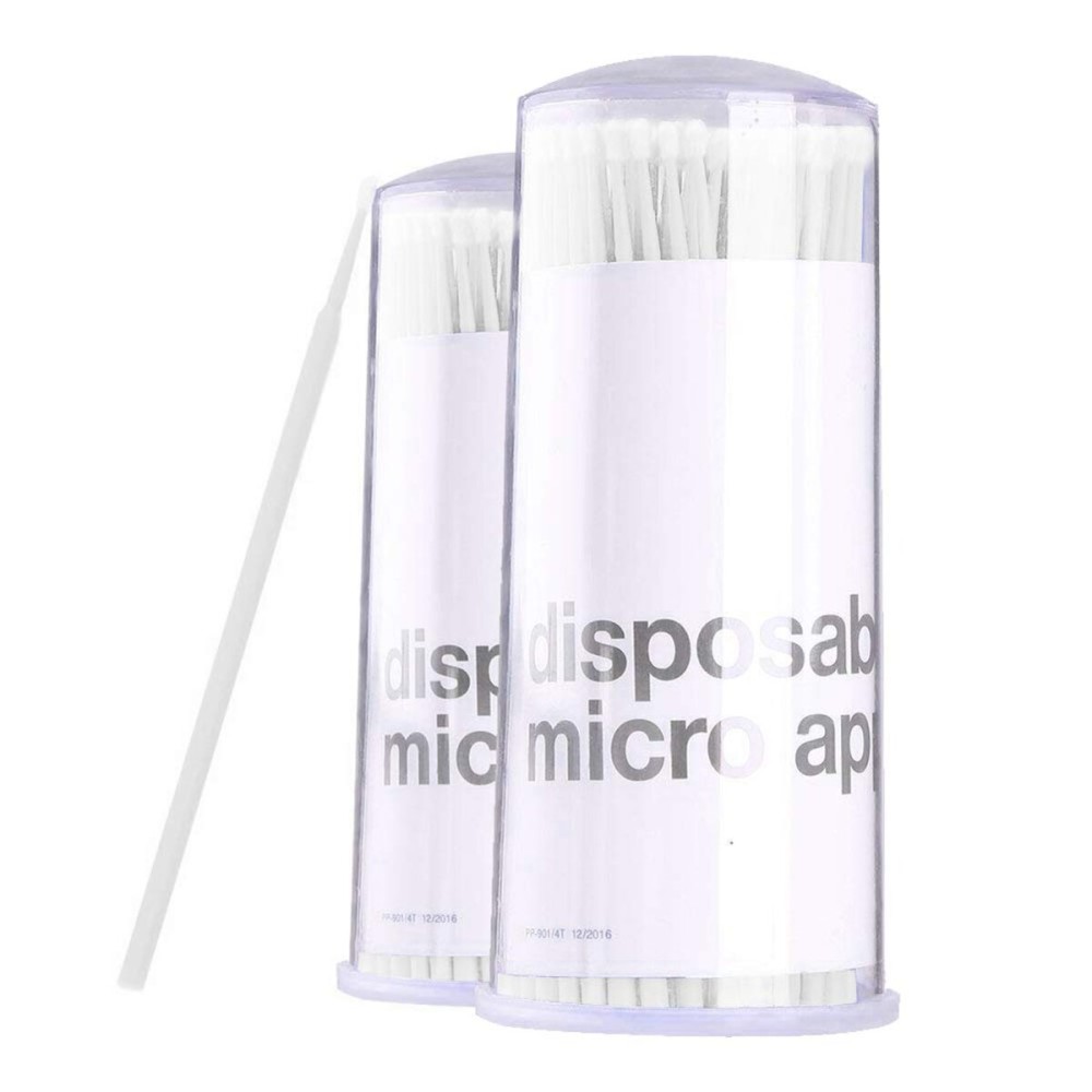 Amber Lash, Disposable Micro Brushes Applicators for Eyelashes Extensions Lint-free 2mm x 200 count (White)