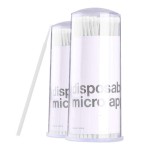 Amber Lash, Disposable Micro Brushes Applicators for Eyelashes Extensions Lint-free 2mm x 200 count (White)