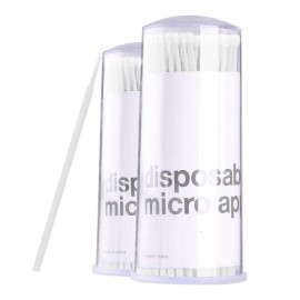 Amber Lash, Disposable Micro Brushes Applicators for Eyelashes Extensions Lint-free 2mm x 200 count (White)