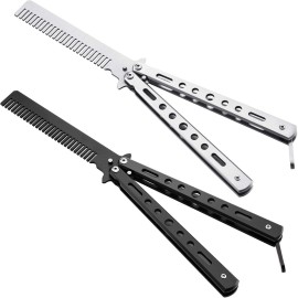 2 Pieces Combs Stainless Steel Folding Practice Combs Hair Styling Tools for Sport Outdoor Use (Black, Silver) 2 Pieces Combs Stainless Steel Folding Practice Combs Hair Styling Tools for Sport Outdoor Use (Black, Silver)