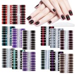 WOKOTO 14 Sheets Glitter Adhesive Nail Art Polish Stickers Tips with 1Pc Nail File Full Wraps Nail Decals Strips Set Manicure Accessroies