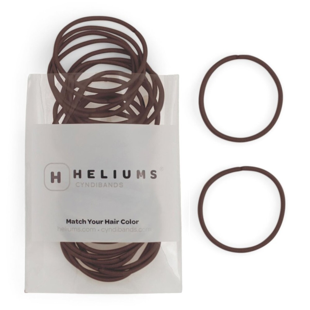 Heliums Thin Hair Elastics - Dark Brown - 2mm Ties for Thin Hair, 1.75 Inch, Medium Hold No Damage Ponytail Holders - 40 Count