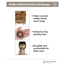 Heliums Thin Hair Elastics - Dark Brown - 2mm Ties for Thin Hair, 1.75 Inch, Medium Hold No Damage Ponytail Holders - 40 Count