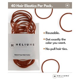 Heliums Thin Hair Elastics - Dark Brown - 2mm Ties for Thin Hair, 1.75 Inch, Medium Hold No Damage Ponytail Holders - 40 Count