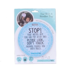 Three Little Tots Two Pack - No Kissing and Blue Mommy No Touching Baby Car Seat and Stroller Signs - CPSIA Safety Tested