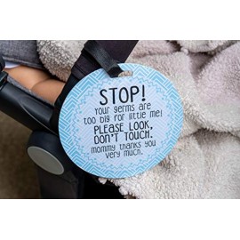 Three Little Tots Two Pack - No Kissing and Blue Mommy No Touching Baby Car Seat and Stroller Signs - CPSIA Safety Tested