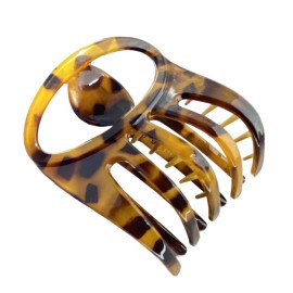 Parcelona French Curvy Oval Paw Savana 3 Cellulose Acetate Side Slide In Scoop Jaw Hair Claw Clip Clutcher for Women and Girls (Savana)