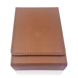 Luck Lab Single Deck Leather Playing Card Case/Holder - Fits Poker and Bridge size cards (Brown)
