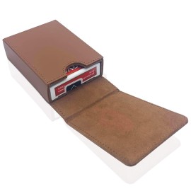 Luck Lab Single Deck Leather Playing Card Case/Holder - Fits Poker and Bridge size cards (Brown)