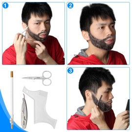 Ahier Beard Shaping Tools, 5-in-1 Beard Shaping Set with Straight Edge Razor and 10 P blade, Barber Pencil, Beard Trimming Scissors, Gift for Men Ahier Beard Shaping Tools, 5-in-1 Beard Shaping Set with Straight Edge Razor and 10 P blade, Barber Pencil, Beard Trimming Scissors, Gift for Men
