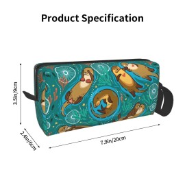 YISHOW Otters Family Makeup Bag Adorable Travel Cosmetic Toiletry Organizer Case for Women