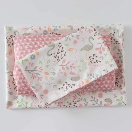 Emenpy 100% Cotton Crib Bedding Set for Baby Boys Girls,3 Pcs Baby Bed Linen Include Duvet Cover,Fitted Sheet,Pillowcase,Nursery Decoration,No Filler(Pink)