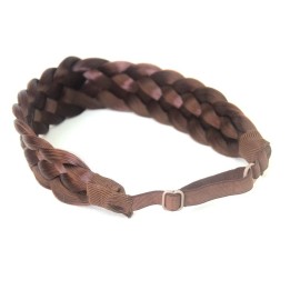 BOBIYA 5 Strands Synthetic Hair Braided Headband Classic Chunky Wide Plaited Braids Headband Elastic Stretch Braid Headband for Women Girl (Burgundy)