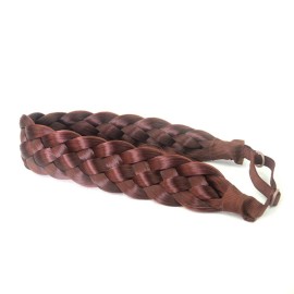BOBIYA 5 Strands Synthetic Hair Braided Headband Classic Chunky Wide Plaited Braids Headband Elastic Stretch Braid Headband for Women Girl (Burgundy)