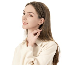 BOBIYA 5 Strands Synthetic Hair Braided Headband Classic Chunky Wide Plaited Braids Headband Elastic Stretch Braid Headband for Women Girl (Burgundy)