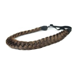 BOBIYA 2 Strands Synthetic Hair Braided Headband Classic Chunky Plaited Braids (Dark Brown)