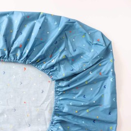 Emenpy 100% Cotton Crib Bedding Set for Baby Boys Girls,3 Pcs Baby Bed Linen Include Duvet Cover,Fitted Sheet,Pillowcase,Nursery Decoration,No Filler(Navy)