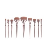 Logiverl 9 Pieces Makeup Brushes Powder Blush Foundation Concealer Eyeshadow Eyebrow Lip Flat Detail Brush for Blending Buffing Foundation Cream Make Up Brushes Tools Kit (Rose Golden)