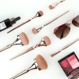 Logiverl 9 Pieces Makeup Brushes Powder Blush Foundation Concealer Eyeshadow Eyebrow Lip Flat Detail Brush for Blending Buffing Foundation Cream Make Up Brushes Tools Kit (Rose Golden) Logiverl 9 Pieces Makeup Brushes Powder Blush Foundation Concealer Eyeshadow Eyebrow Lip Flat Detail Brush for Blending Buffing Foundation Cream Make Up Brushes Tools Kit (Rose Golden)