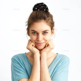 AUEAR Hair Accessory, 10 Pack Handmade Crochet Bun Cover Snood Hair Net with Pearls Decor, Elastic Hair Net, For Ballet Dance Skating, 10cm in Diameter, Black, Unisex