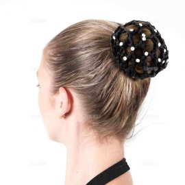 AUEAR Hair Accessory, 10 Pack Handmade Crochet Bun Cover Snood Hair Net with Pearls Decor, Elastic Hair Net, For Ballet Dance Skating, 10cm in Diameter, Black, Unisex